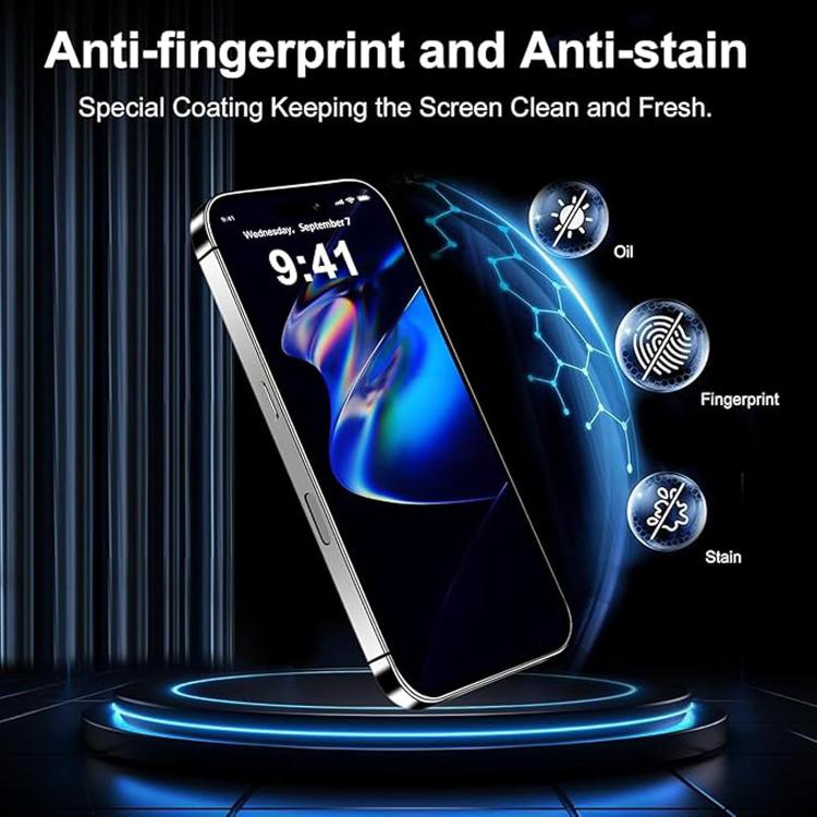 Tempered glass screen protector with anti-fingerprint and anti-stain coating