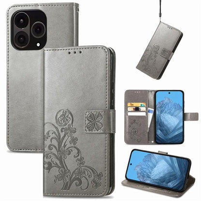 Four-leaf Clasp Embossed Buckle Leather Phone Case, For OnePlus 15