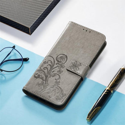 Four-leaf Clasp Embossed Buckle Leather Phone Case, For OnePlus 15