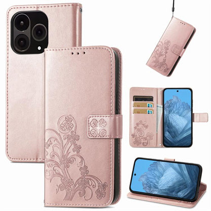 Four-leaf Clasp Embossed Buckle Leather Phone Case, For OnePlus 15