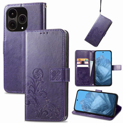 Four-leaf Clasp Embossed Buckle Leather Phone Case, For OnePlus 15