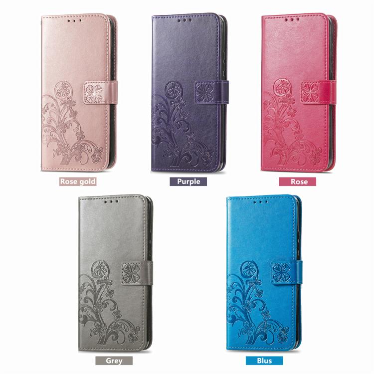 Four-leaf Clasp Embossed Buckle Leather Phone Case, For OnePlus 15