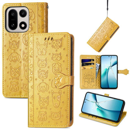 Cat and Dog Embossed Leather Phone Case, For OnePlus 15