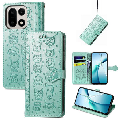 Cat and Dog Embossed Leather Phone Case, For OnePlus 15