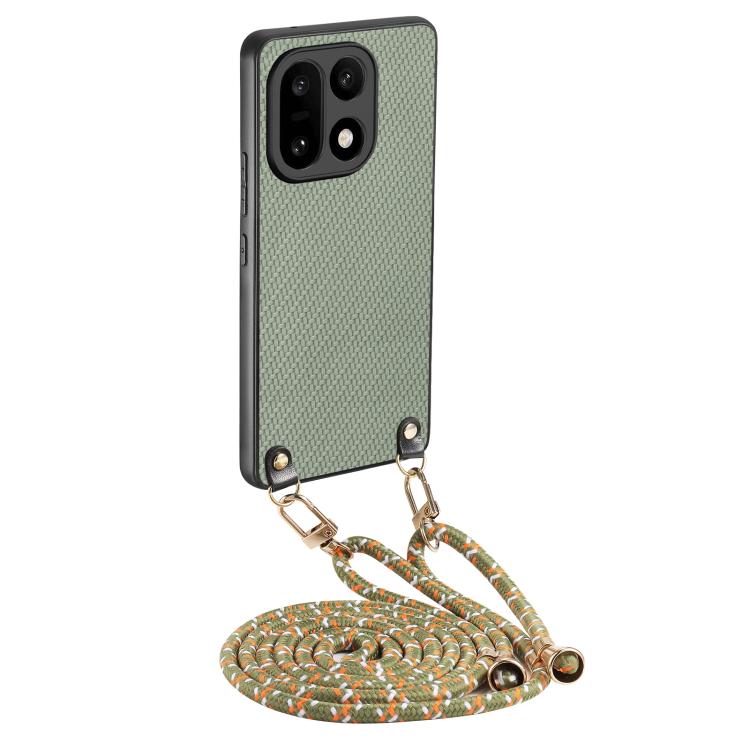 Carbon Fiber Texture Leather Back Cover Phone Case with Crossbody Strap, For OnePlus Ace 6 / 6T / 15R, For OnePlus 15