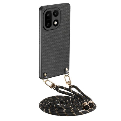 Carbon Fiber Texture Leather Back Cover Phone Case with Crossbody Strap, For OnePlus Ace 6 / 6T / 15R, For OnePlus 15