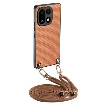 Carbon Fiber Texture Leather Back Cover Phone Case with Crossbody Strap, For OnePlus Ace 6 / 6T / 15R, For OnePlus 15