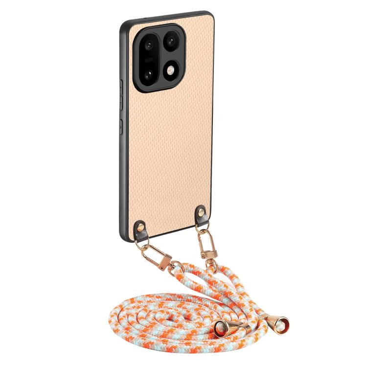 Carbon Fiber Texture Leather Back Cover Phone Case with Crossbody Strap, For OnePlus Ace 6 / 6T / 15R, For OnePlus 15