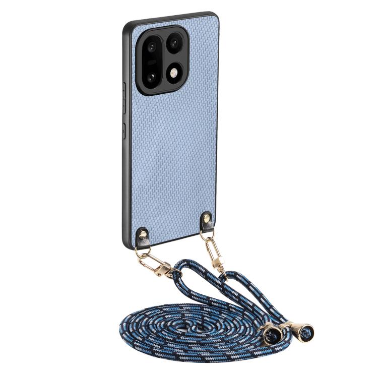 Carbon Fiber Texture Leather Back Cover Phone Case with Crossbody Strap, For OnePlus Ace 6 / 6T / 15R, For OnePlus 15