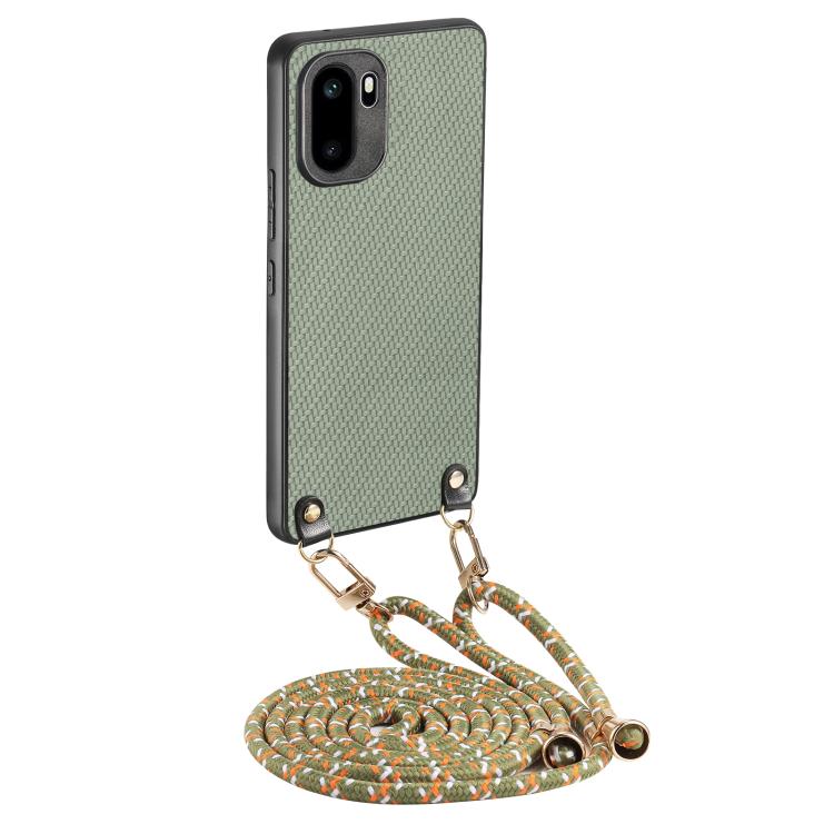 Carbon Fiber Texture Leather Back Cover Phone Case with Crossbody Strap, For OnePlus Ace 6 / 6T / 15R, For OnePlus 15