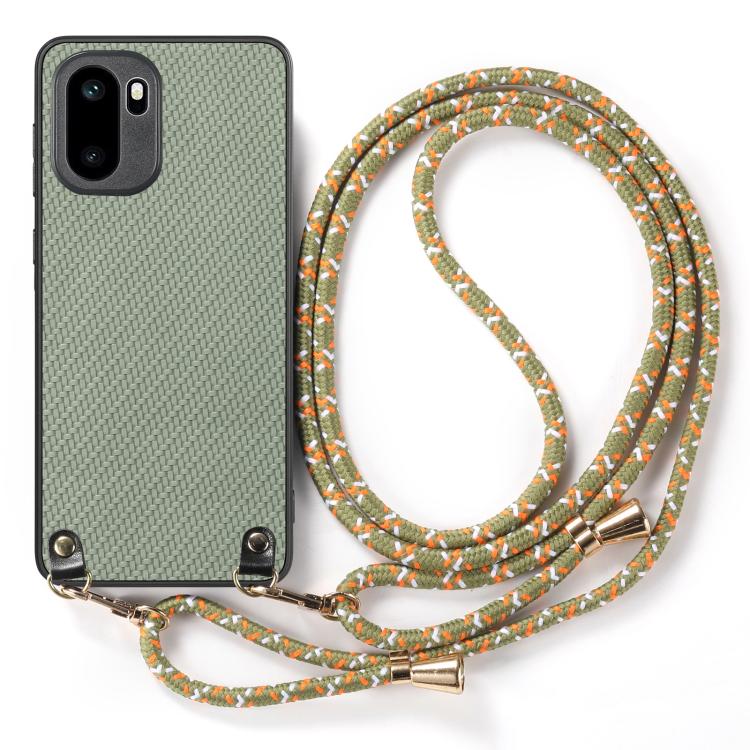 Carbon Fiber Texture Leather Back Cover Phone Case with Crossbody Strap, For OnePlus Ace 6 / 6T / 15R, For OnePlus 15