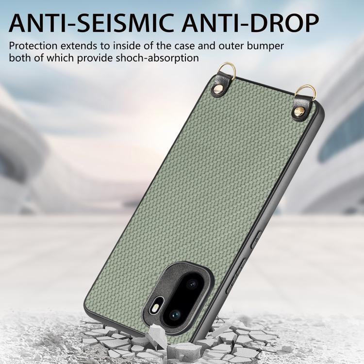 Carbon Fiber Texture Leather Back Cover Phone Case with Crossbody Strap, For OnePlus Ace 6 / 6T / 15R, For OnePlus 15