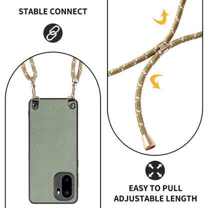 Carbon Fiber Texture Leather Back Cover Phone Case with Crossbody Strap, For OnePlus Ace 6 / 6T / 15R, For OnePlus 15