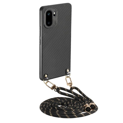Carbon Fiber Texture Leather Back Cover Phone Case with Crossbody Strap, For OnePlus Ace 6 / 6T / 15R, For OnePlus 15