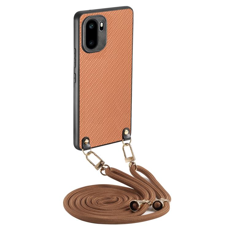 Carbon Fiber Texture Leather Back Cover Phone Case with Crossbody Strap, For OnePlus Ace 6 / 6T / 15R, For OnePlus 15