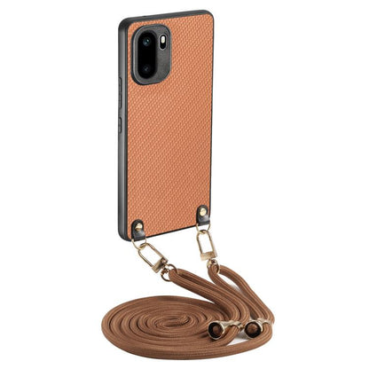Carbon Fiber Texture Leather Back Cover Phone Case with Crossbody Strap, For OnePlus Ace 6 / 6T / 15R, For OnePlus 15