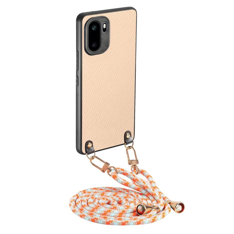 Carbon Fiber Texture Leather Back Cover Phone Case with Crossbody Strap, For OnePlus Ace 6 / 6T / 15R, For OnePlus 15