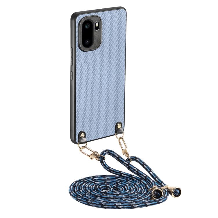 Carbon Fiber Texture Leather Back Cover Phone Case with Crossbody Strap, For OnePlus Ace 6 / 6T / 15R, For OnePlus 15