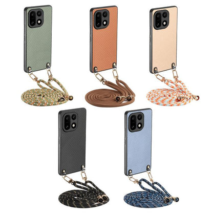 Carbon Fiber Texture Leather Back Cover Phone Case with Crossbody Strap, For OnePlus Ace 6 / 6T / 15R, For OnePlus 15