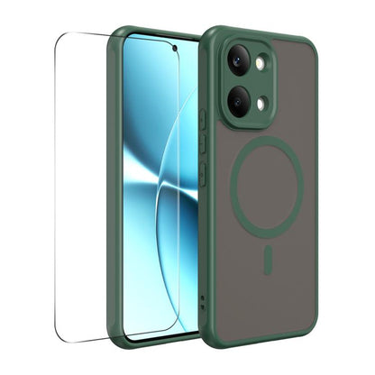 MagSafe phone case, green, shockproof cover with MagSafe ring and screen protector