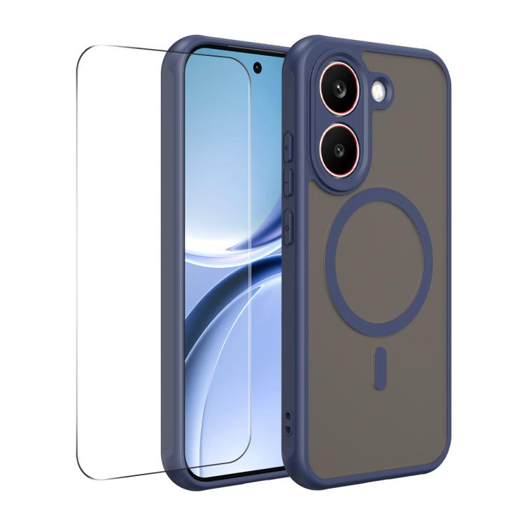 MagSafe phone case, blue, shockproof cover with MagSafe ring and screen protector