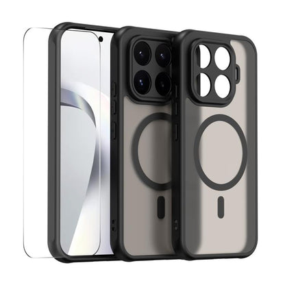Matte translucent shockproof phone case with MagSafe ring and camera cutouts