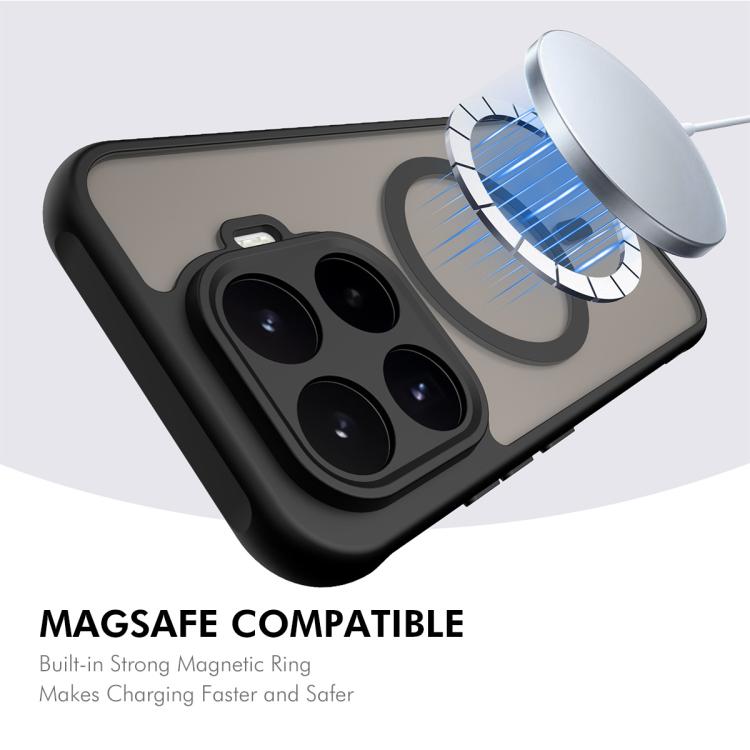 Matte translucent MagSafe phone case with raised magnetic ring and camera protection