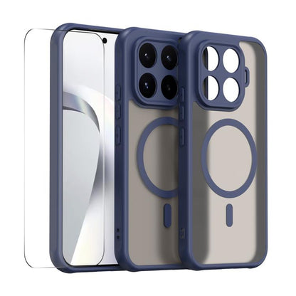 MagSafe phone case, blue, shockproof cover with MagSafe ring and screen protector