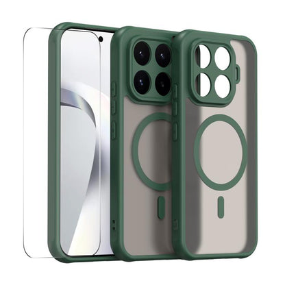 MagSafe phone case, green, shockproof cover with MagSafe ring and screen protector