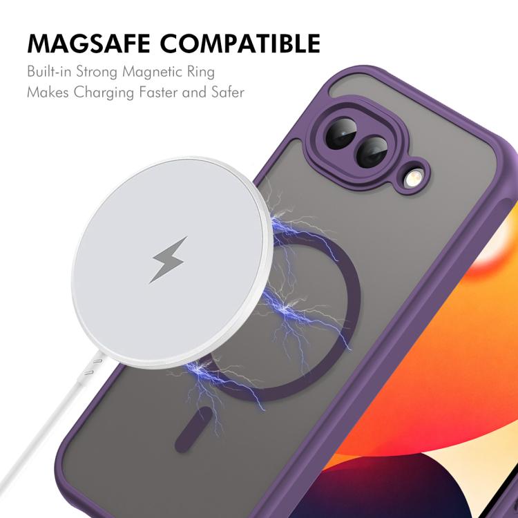 Purple MagSafe phone case with built-in magnetic ring detail for Pixel 10a