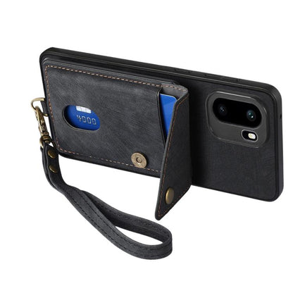 Retro Card Wallet Fold Leather Phone Case with Strap, For OnePlus Ace 6 / 6T / 15R, For OnePlus 15