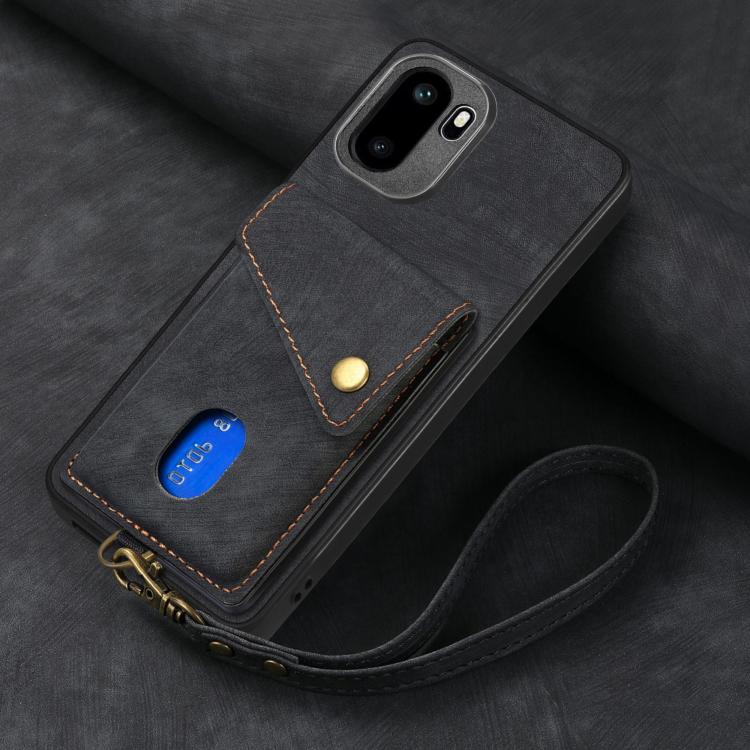 Retro Card Wallet Fold Leather Phone Case with Strap, For OnePlus Ace 6 / 6T / 15R, For OnePlus 15