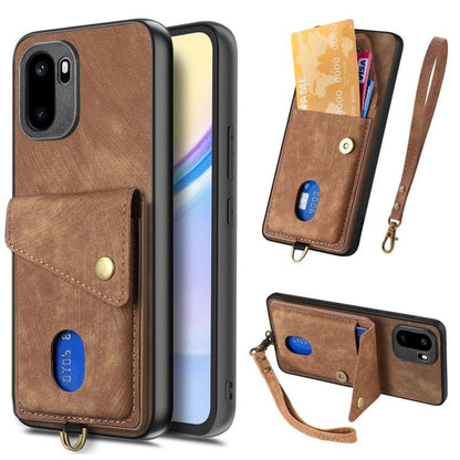 Retro Card Wallet Fold Leather Phone Case with Strap, For OnePlus Ace 6 / 6T / 15R, For OnePlus 15