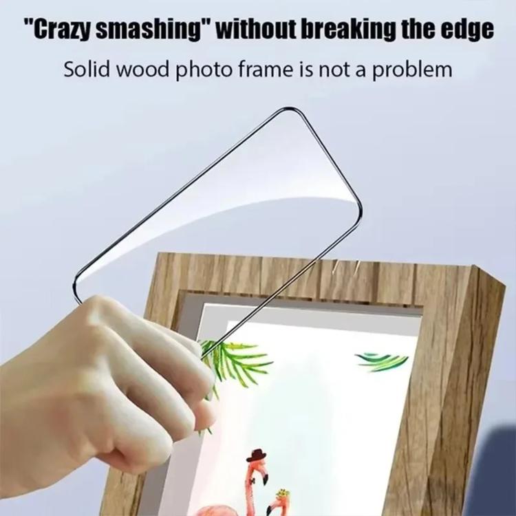 Tempered glass screen protector showing durability, no-edge breaking with angled frame