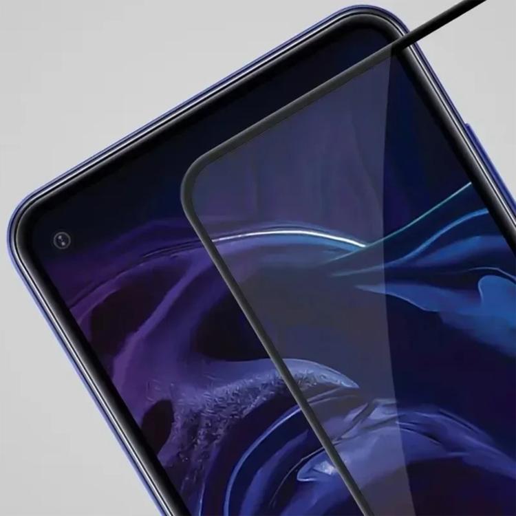 Tempered glass screen protector placed on smartphone, clear film with smooth surface