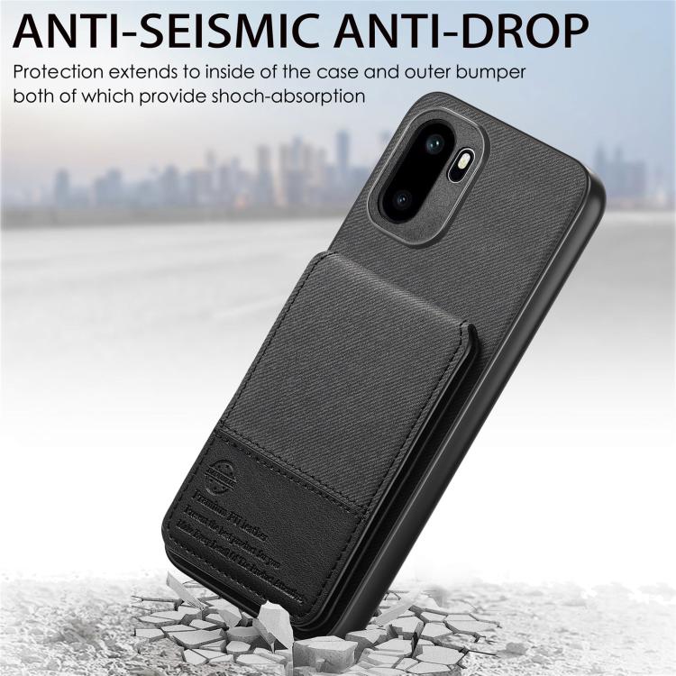 Black vertical flip wallet phone case with card holder and protective bumper edges