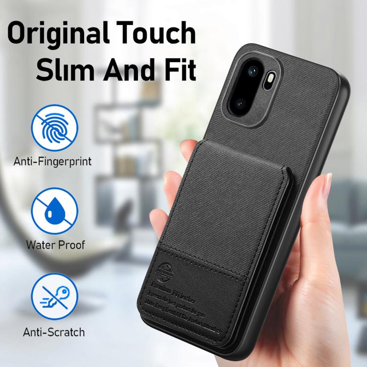 Black vertical flip RFID card phone case with slim front wallet panel