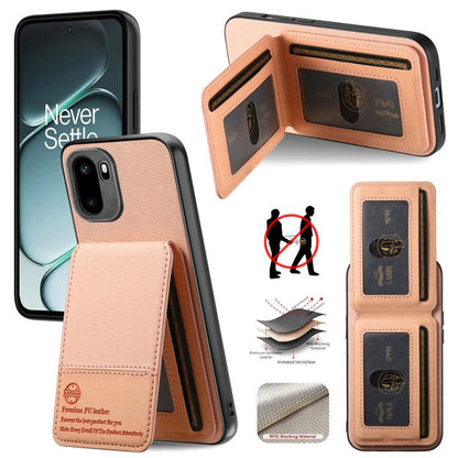Pink vertical flip RFID card wallet phone case with front pocket and magnetic closure