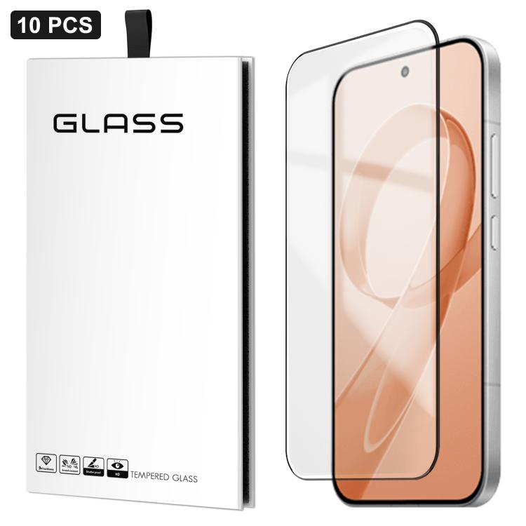 10-pack ultra-thin tempered glass screen protectors on peach phone display