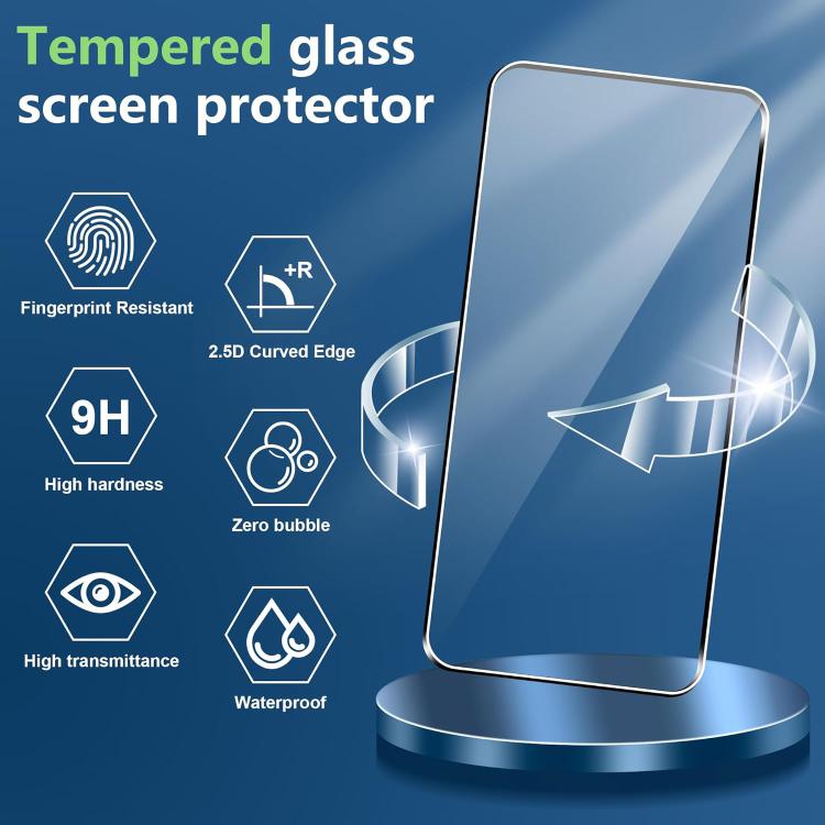 Tempered glass screen protector, clear 2.5D curved-edge film for mobile phones