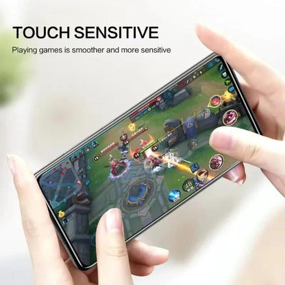 Tempered glass screen protector film for smooth responsive touch on a smartphone