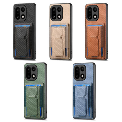 Color options carbon fiber phone card holder cases with fold stand and card pockets
