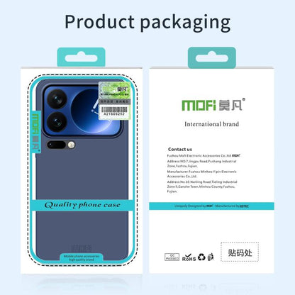 MOFI phone case packaging with printed front and back showing case design and specs