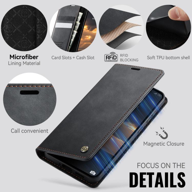 CaseMe 033 Calf Leather Lining Microfibre RFID Blocking Phone Case, For Redmi Note 17 4G / 5G Global 169.7mm, For Redmi Note 17 Pro Max Global 163.4mm, For Redmi Note 17 Pro+ Global 163.4mm, For Xiaomi 17T Pro 5G, For Xiaomi 17T 5G                     ...