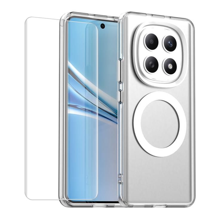 Clear MagSafe phone case with white circular ring and cutouts for camera and buttons