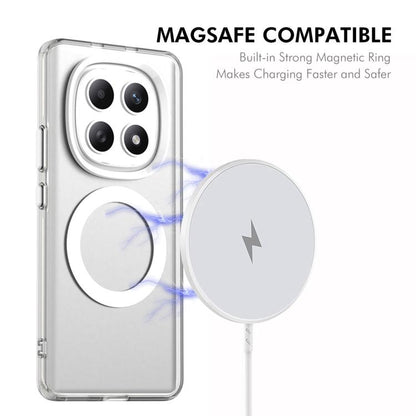 Clear MagSafe-compatible phone case with white circular ring and camera cutouts