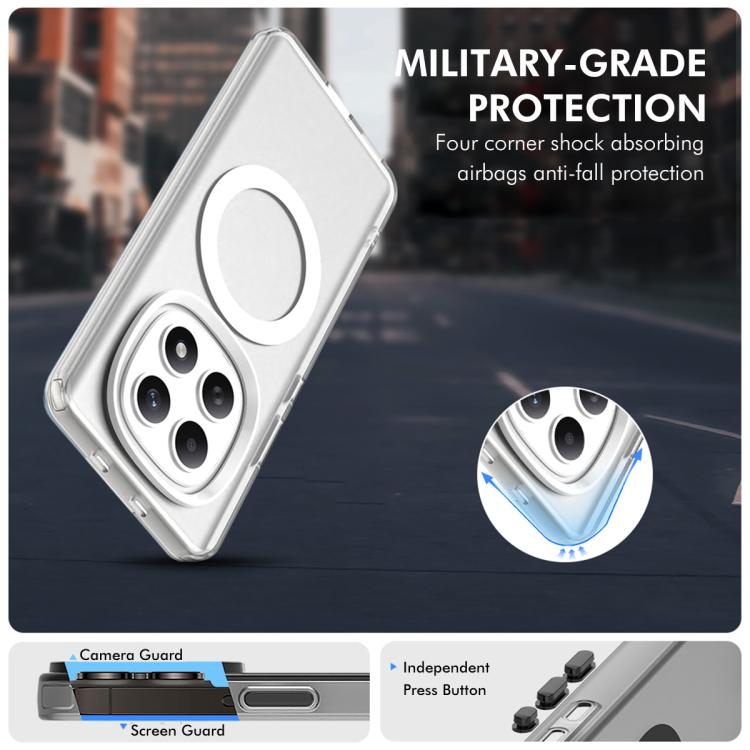 Clear phone case with white MagSafe ring; corners and camera cutout for protection