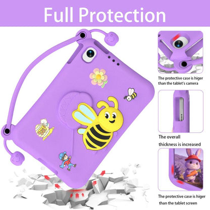Purple shockproof EVA tablet case with bee graphics and reinforced corner protection