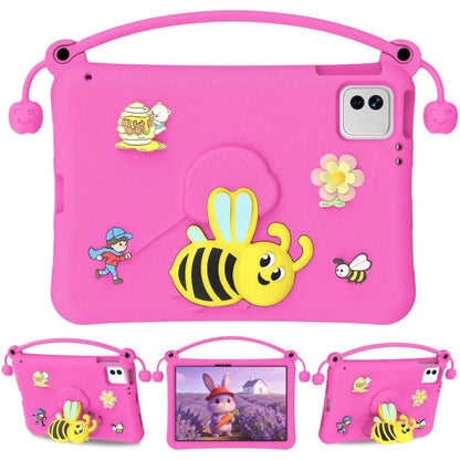 Pink EVA tablet case with carry handle and cute bee, flower, and bee character graphics