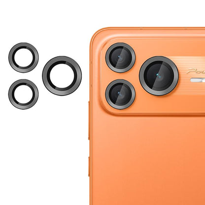 Tempered glass camera lens film with black ring inserts for three rear lenses